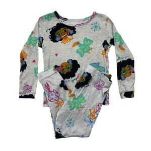 DISNEY Encanto Gray Print Long Sleeve 100% Cotton Long John Pajamas Size 4T Kids